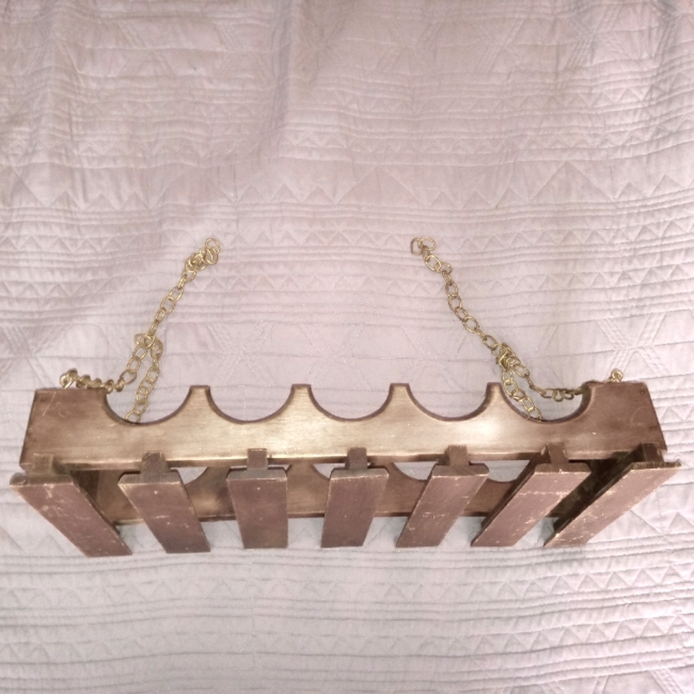 Hanging wine bottle and wine glass holder